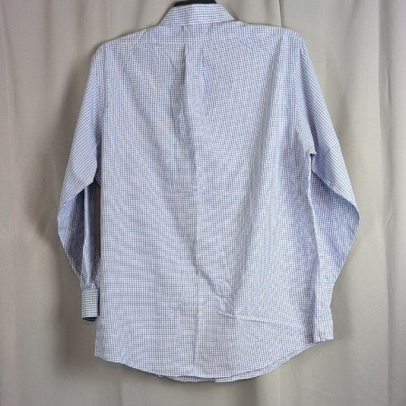Brooks Brothers Regent Fit Non Iron Gingham Dress Shirt 16 1/2 33 Blue White - Picture 3 of 6